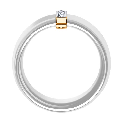 Белое керамическое кольцо с золотом и бриллиантами за 0 руб.